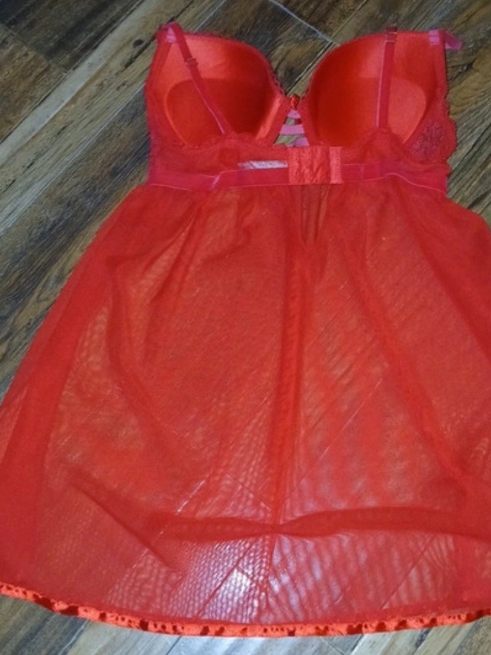 Daisy Fuentes Red Sheer Babydoll Chemise